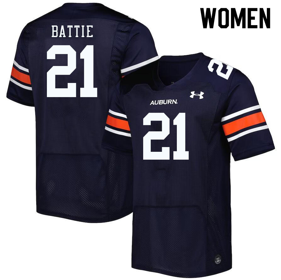 Women #21 Brian Battie Auburn Tigers College Football Jerseys Stitched-Navy